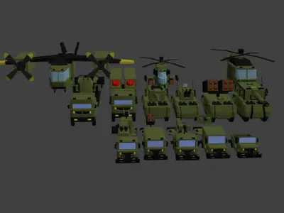Square-Army Low-poly 3D model