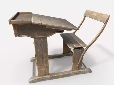 Old Vintage School Desk 3D model