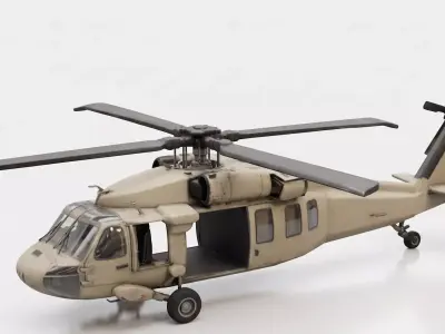 Realistic Military Utility Helicopter 3D Model Low-poly 3D model