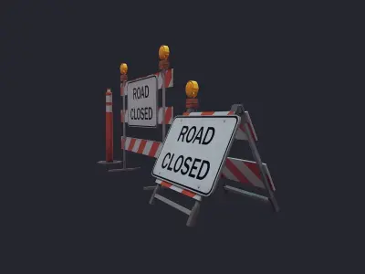Road Block Closure Low-poly 3D model purchase