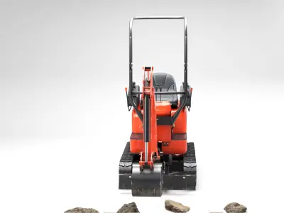 Kubota mini excavator low poly game-ready 3D model Low-poly 3D model