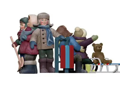 001326 junior kid with sled 3D model