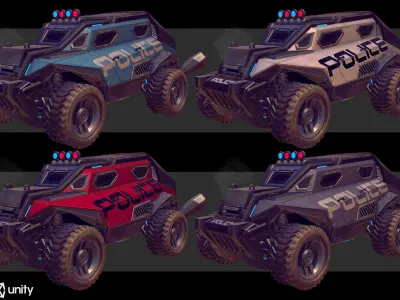 Sci-Fi Armored Military Vehicle Pack PBR Low-poly 3D model