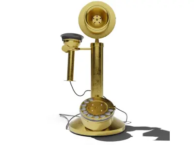 Simple Rotary phone Low-poly 3D model