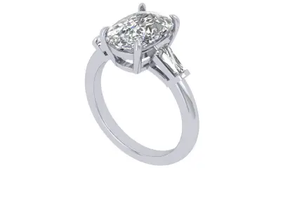 3 -stone cushion ring 3D print model