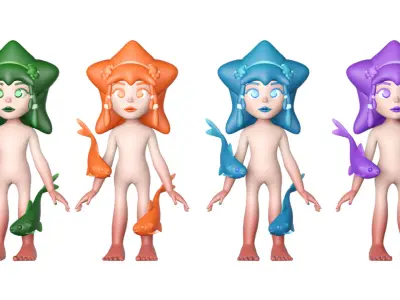Pisces Character Girl 3D model 3D model