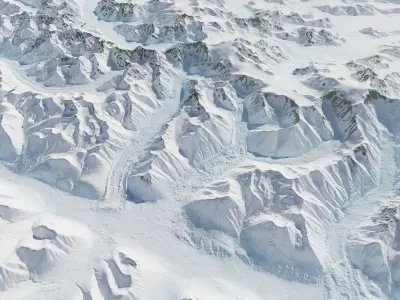 Alaskan Winter Mountain Range PBR Terrain 3D model