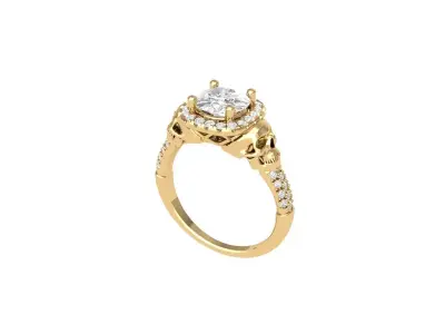 Scull Engagement ring 3D print model purchase