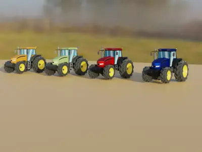 Tractor Collection Game Asset Low-poly 3D model