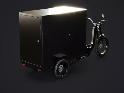 Electric Box Cargo Tricycle Delivery Bike 3D Model Low-poly 3D model
