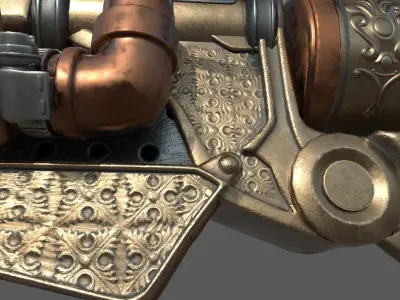 golden pistol Low-poly 3D model