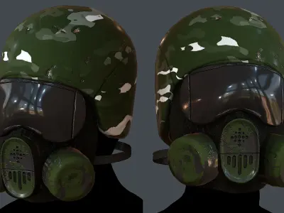 Gas mask helmet 3d model scifi Low-poly Low-poly 3D model Low-poly 3D model 27