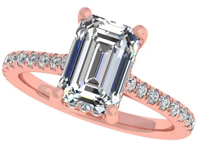 3ct Emerald Stone Cathadral Ring 3D print model