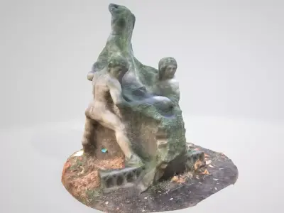 monument14 fountain with two statues 3D model