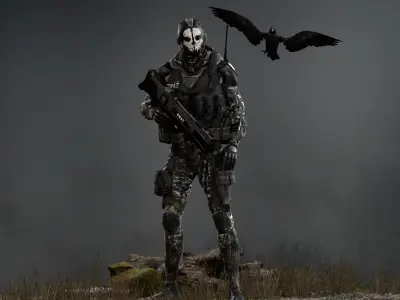Sci Fi Ghost Soldier Low-poly 3D model