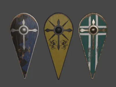 Medieval Shield Bundle Low-poly 3D model