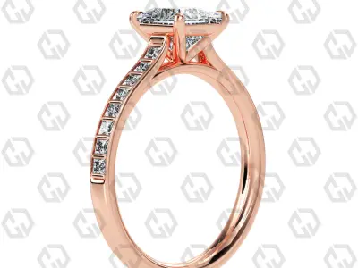 Ring 78 Princess Shape and princess on shanks with Gems 3D print model
