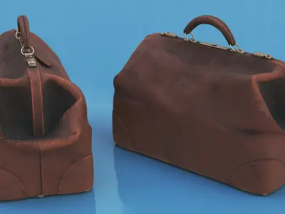 Shabby Leather Bag Brown 3D model