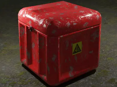 Metal box with danger sign closed low-poly 3d model Low-poly 3D model