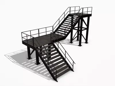 Lowpoly Modular Industrial Stairs Low-poly 3D model