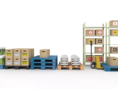 Warehouse Storage Pack Low-poly 3D model