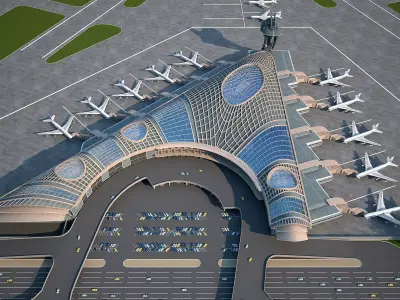 Airport Low-poly 3D model buy