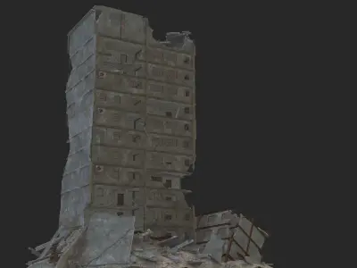 destroyed building  Low-poly 3D model