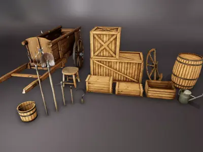 Medieval Props Low-poly 3D model get