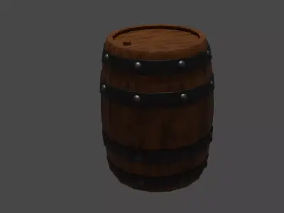 Wooden Barrel 3D model 10