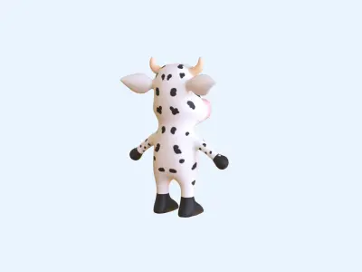 High-Quality 3D Cute Cow for Games Low-poly 3D model