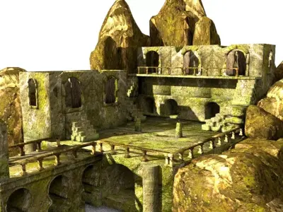 old abandoned prison dungeon island 3D model