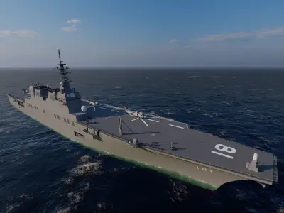 Frigate type-Warship 3D model Rigged