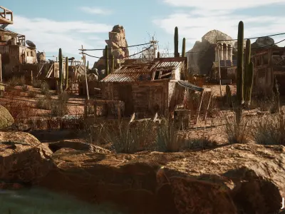 Modular Post Apocalyptic Desert Environment Low-poly 3D model