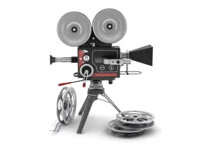 Vintage movie camera and film 3D model