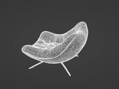 Modern Curved Leather Lounge Chair  3D model