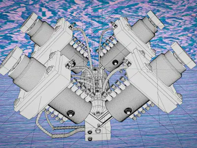 futuristic mechanical Engine Low-poly 3D model