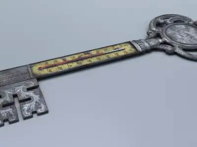 Antique Room Thermometer Iron Rust 3D model