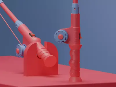 Fishing Rod Toy Low-poly 3D model