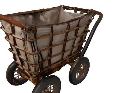 Vintage Industrial Laundry Utility Cart 3D model