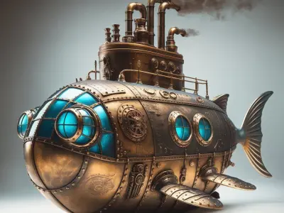 Steampunk Nautilus A Retro-Futuristic Submarine 3D model