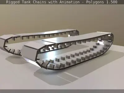 Rigged Tank Chains with Animation - 1 Low-poly 3D model