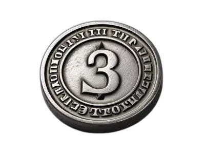 Aged Metallic Token Number 3 Low-poly 3D model