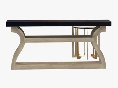 Leonard Regency Antique Brass Metal Drum White Quartz Side Table 3D model