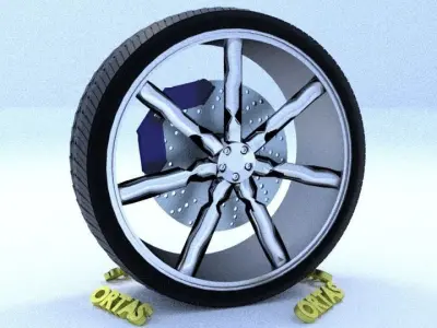 ORTAS CAR RIM 42 GAME READY RIM TIRE AND DISC 3D model
