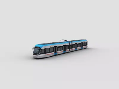 Low Poly Tram 17 Low-poly 3D model