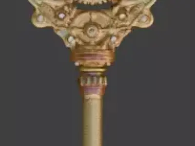 Stylized 3D Steampunk Clockwork Ring Key Low-poly 3D model