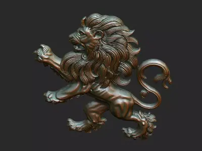 lion logo cnc laser wood home artcam decor asset crest beast cad 3D print model