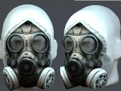 Gas mask helmet 3d model military combat fantasy cyborg Low-poly 3D model get