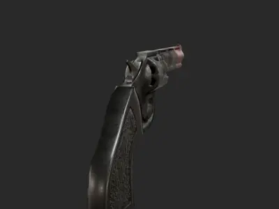 Low poly textured revolver Low-poly 3D model