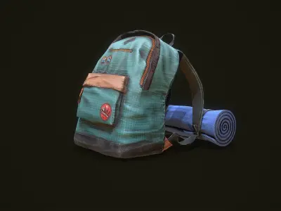 Camping Backpack Low-poly 3D model